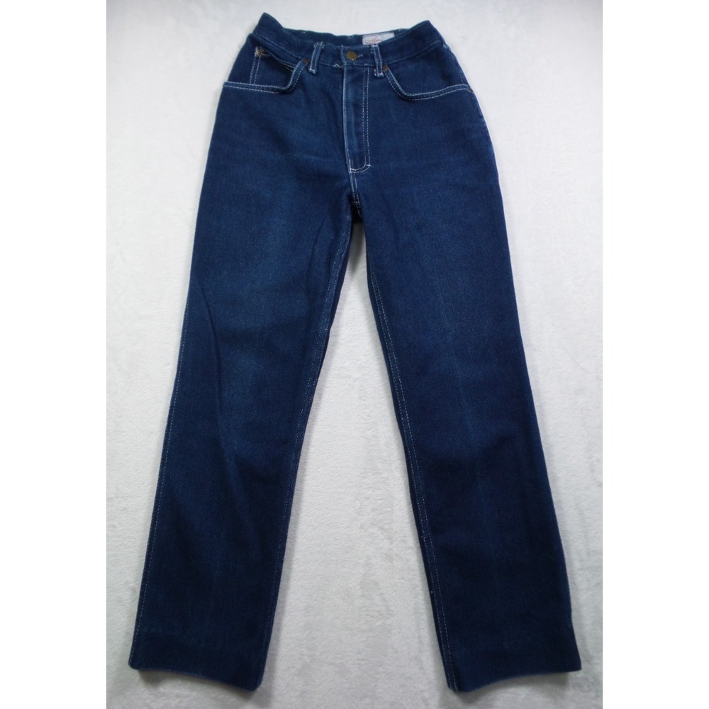 Vintage Kenny Rogers Jeans Teens Size 7 Blue Denim Western Floral Embroidered